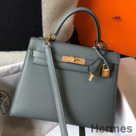 Hermes Kelly 28cm Bag In Vert Amande Epsom Leather GHW