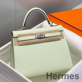 Hermes Kelly 28cm Bag In Vert Fizz Epsom Leather PHW
