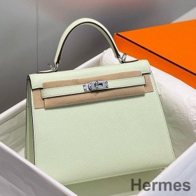 Hermes Kelly 28cm Bag In Vert Fizz Epsom Leather PHW
