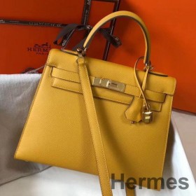 Hermes Kelly 28cm Bag In Yellow Epsom Leather GHW