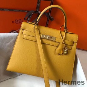 Hermes Kelly 28cm Bag In Yellow Epsom Leather GHW