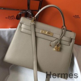 Hermes Kelly 32cm Bag In Gris Tourterelle Epsom Leather GHW