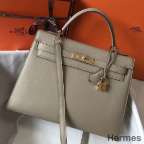 Hermes Kelly 32cm Bag In Gris Tourterelle Epsom Leather GHW