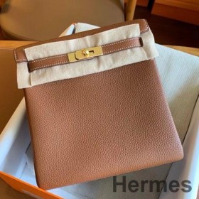 Hermes Kelly Ado Backpack in Gold Clemence Leather