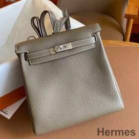 Hermes Kelly Ado Backpack in Taupe Clemence Leather