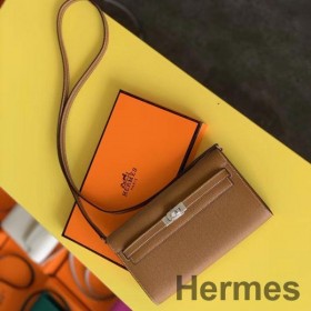 Hermes Kelly Classique To Go Wallet In Gold Epsom Calfskin