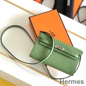 Hermes Kelly Classique To Go Wallet In Vert Criquet Epsom Calfskin