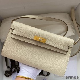 Hermes Kelly Classique To Go Wallet in Craie Epsom Calfskin