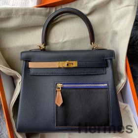 Hermes Kelly Colormatic 25 Handmade Bag in Blue Nuit Swift Leather
