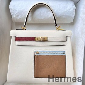 Hermes Kelly Colormatic 25 Handmade Bag in Nata Swifit Leather