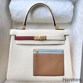 Hermes Kelly Colormatic 25 Handmade Bag in Nata Swifit Leather