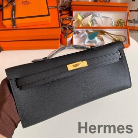 Hermes Kelly Cut Handmade Bag in Black Epsom Calfskin