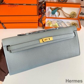 Hermes Kelly Cut Handmade Bag in Blue Lin Epsom Calfskin