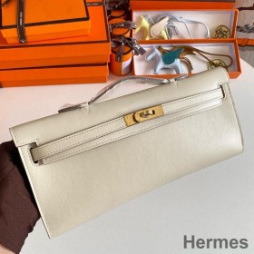 Hermes Kelly Cut Handmade Bag in Craie Swift Leather