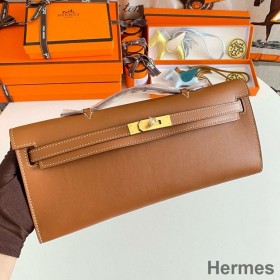 Hermes Kelly Cut Handmade Bag in Gold Swift Calfskin