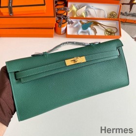 Hermes Kelly Cut Handmade Bag in Malachite Epsom Calfskin