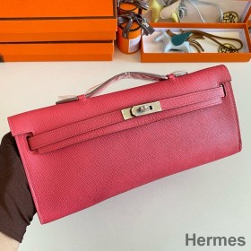 Hermes Kelly Cut Handmade Bag in Rose Lipstick Epsom Calfskin
