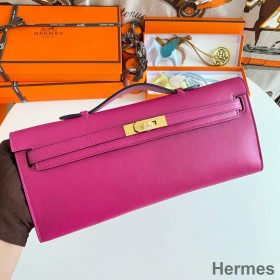 Hermes Kelly Cut Handmade Bag in Rose Purple Swift Leather