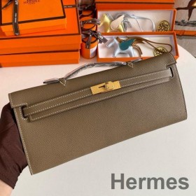 Hermes Kelly Cut Handmade Bag in Taupe Epsom Calfskin