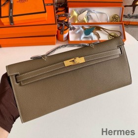 Hermes Kelly Cut Handmade Bag in Taupe Epsom Calfskin
