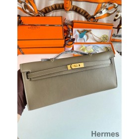 Hermes Kelly Cut Handmade Bag in Taupe Swift Leather