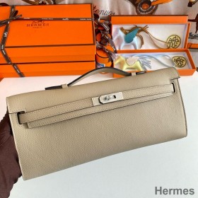 Hermes Kelly Cut Handmade Bag in Tourterelle Epsom Calfskin