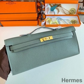 Hermes Kelly Cut Handmade Bag in Vert Amande Epsom Calfskin