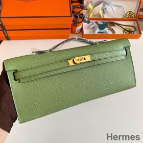 Hermes Kelly Cut Handmade Bag in Vert Criquet Epsom Calfskin