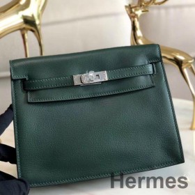 Hermes Kelly Danse Handmade Bag In Dark Green Swift Leather