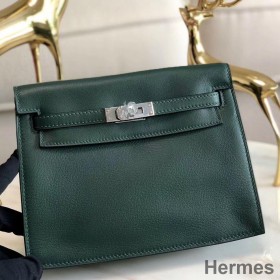 Hermes Kelly Danse Handmade Bag In Dark Green Swift Leather
