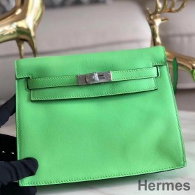 Hermes Kelly Danse Handmade Bag In Green Swift Leather