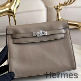 Hermes Kelly Danse Handmade Bag In Grey Swift Leather