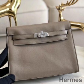 Hermes Kelly Danse Handmade Bag In Grey Swift Leather