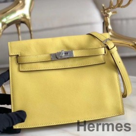 Hermes Kelly Danse Handmade Bag In Jaune Swift Leather