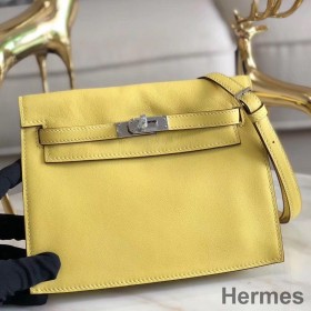 Hermes Kelly Danse Handmade Bag In Jaune Swift Leather