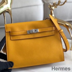 Hermes Kelly Danse Handmade Bag In Yellow Swift Leather