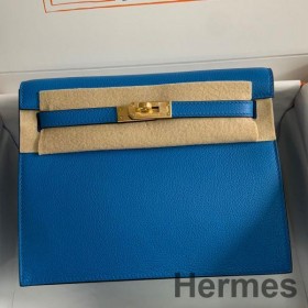 Hermes Kelly Danse II Bag In Blue Hydra Evercolor Calfskin