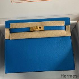 Hermes Kelly Danse II Bag In Blue Hydra Evercolor Calfskin