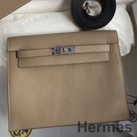 Hermes Kelly Danse II Bag In Gris Tourterelle Evercolor Calfskin