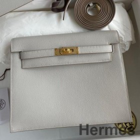 Hermes Kelly Danse II Bag In Pearl Grey Evercolor Calfskin