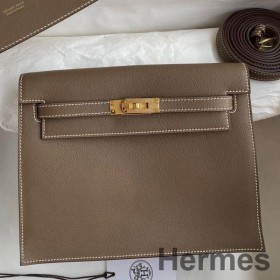 Hermes Kelly Danse II Bag In Taupe Evercolor Calfskin