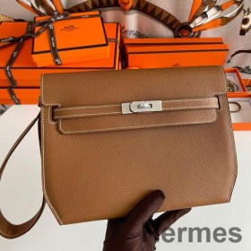 Hermes Kelly Depeches 25 Pouch in Gold Epsom Calfskin