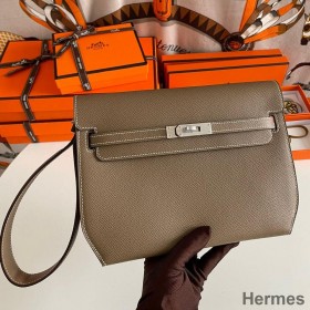 Hermes Kelly Depeches 25 Pouch in Taupe Epsom Calfskin