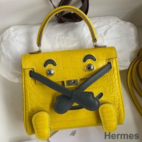 Hermes Kelly Doll Bag in Jaune Ambre Matte Alligator Leather