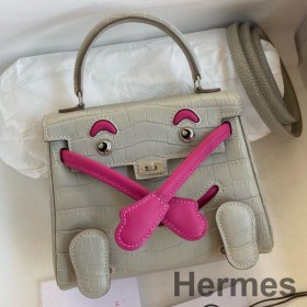Hermes Kelly Doll Bag in Pearl Grey Matte Alligator Leather