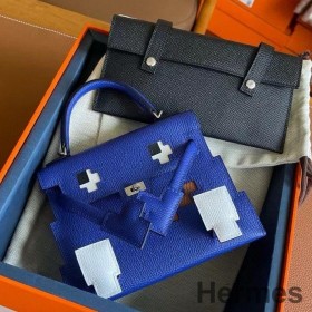 Hermes Kelly Doll Picto Bag in Blue Royal Epsom Calfskin
