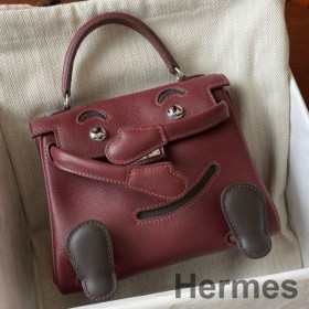 Hermes Kelly Doll Quelle Idole Bag in Bordeaux Swift Calfskin
