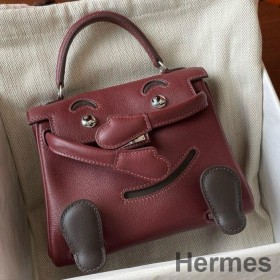 Hermes Kelly Doll Quelle Idole Bag in Bordeaux Swift Calfskin