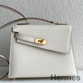 Hermes Kelly En Desordre 20 Handmade Bag In Craie Epsom Calfskin
