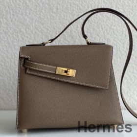 Hermes Kelly En Desordre 20 Handmade Bag In Taupe Epsom Calfskin